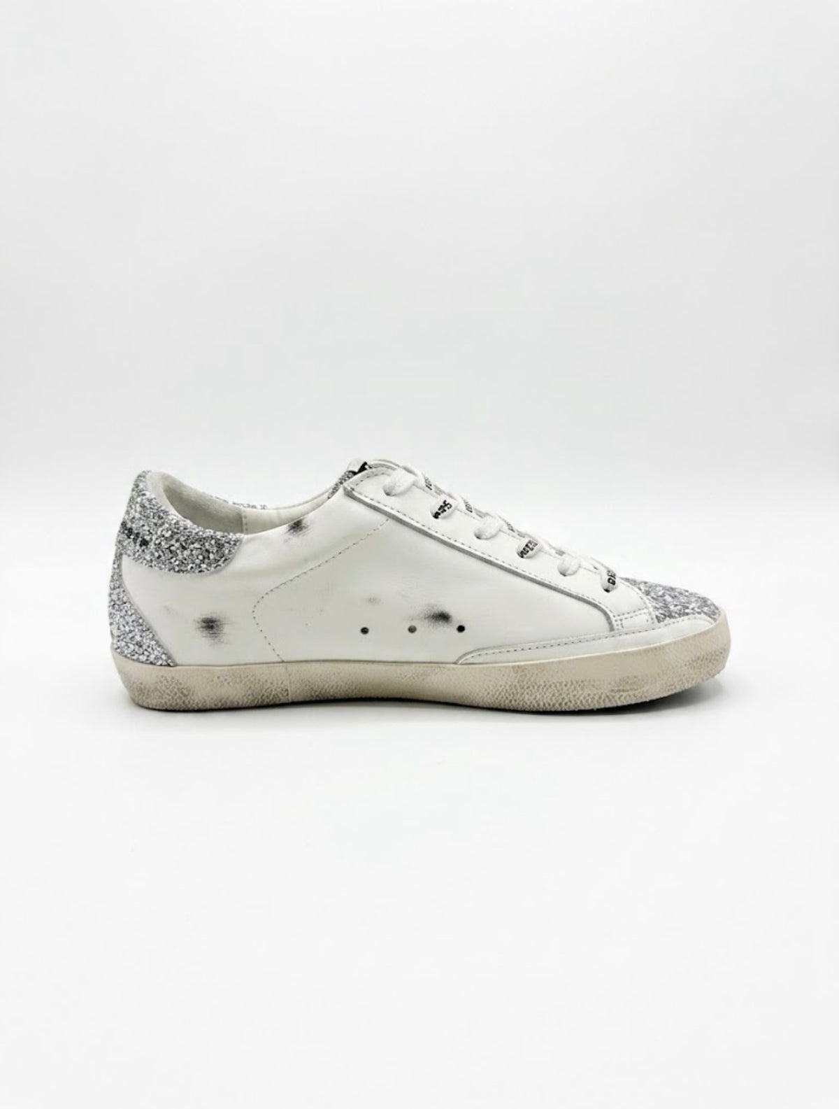 Golden Goose Super-Star White Silver Glitter