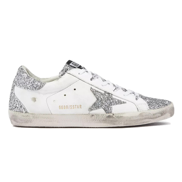 Golden Goose Super-Star White Silver Glitter