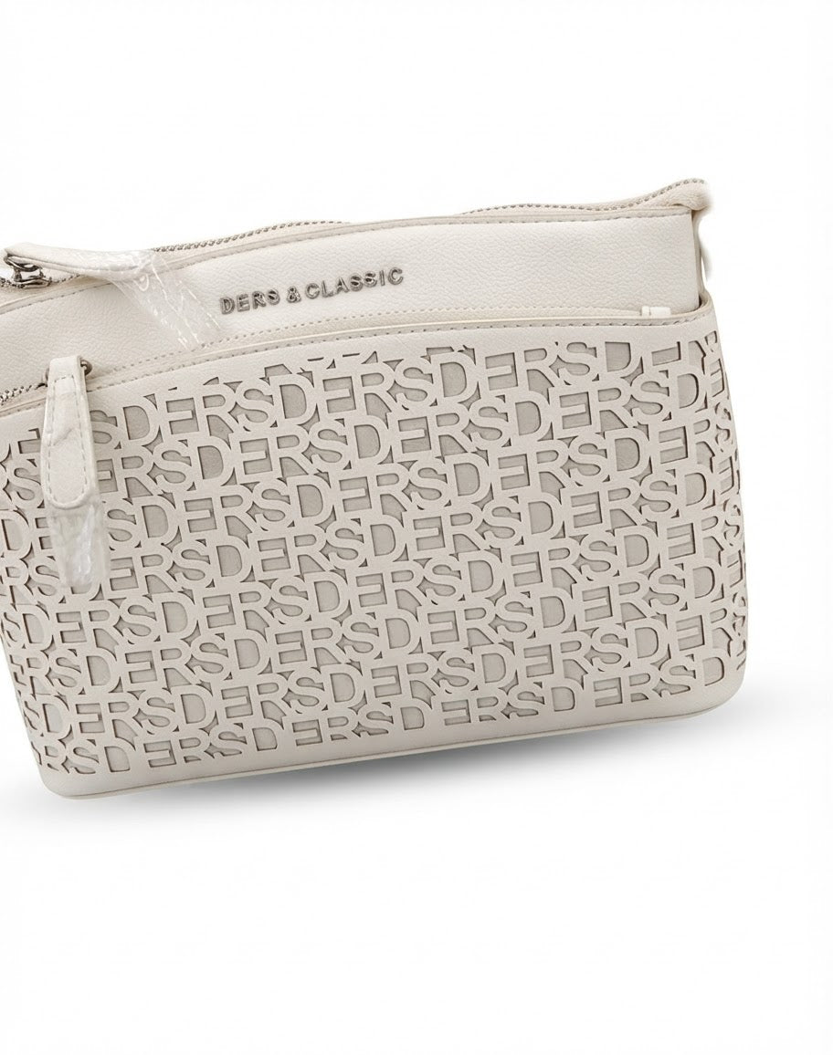 White Laser Cut Clutch Crossbody Bag