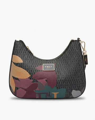 Printed Monogram Hobo Shoulder Bag Black