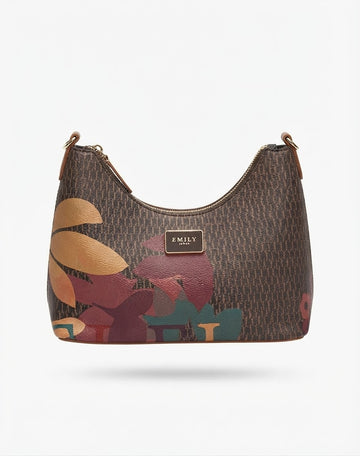 Printed Monogram Hobo Shoulder Bag Brown