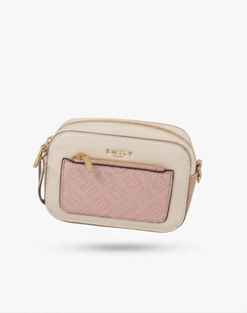 Cream Crossbody Camera Bag Pink Pocket