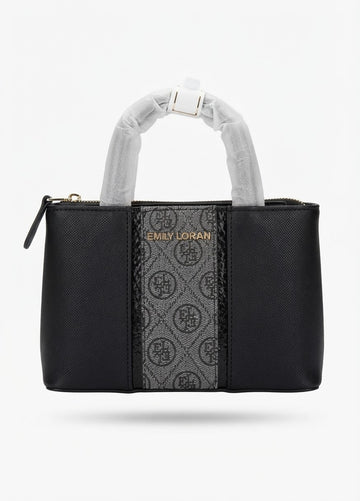 Black Mini Tote Bag Grey Panel