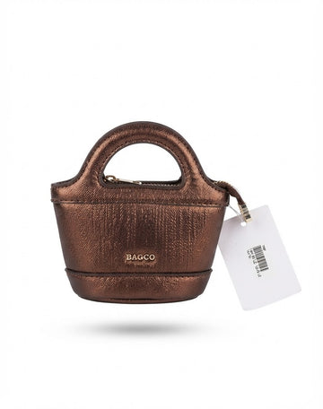 Bronze Metallic Mini Bucket Bag