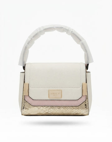 Cream Flap Shoulder Bag Metallic Gold