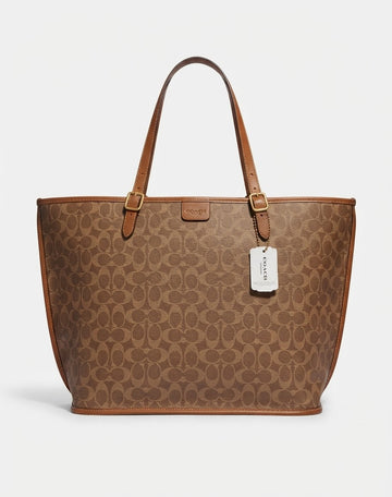 Signature Monogram Tote Bag Brown
