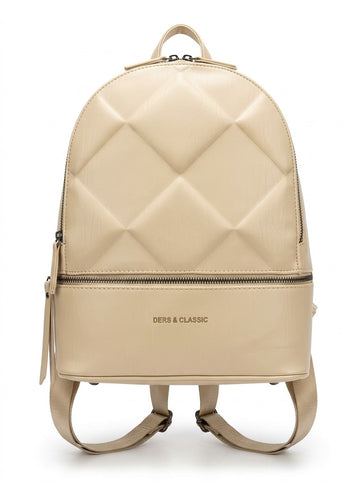 Beige Quilted Backpack