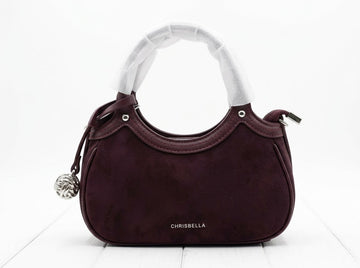 Chrisbella Suede Hobo Bag Burgundy
