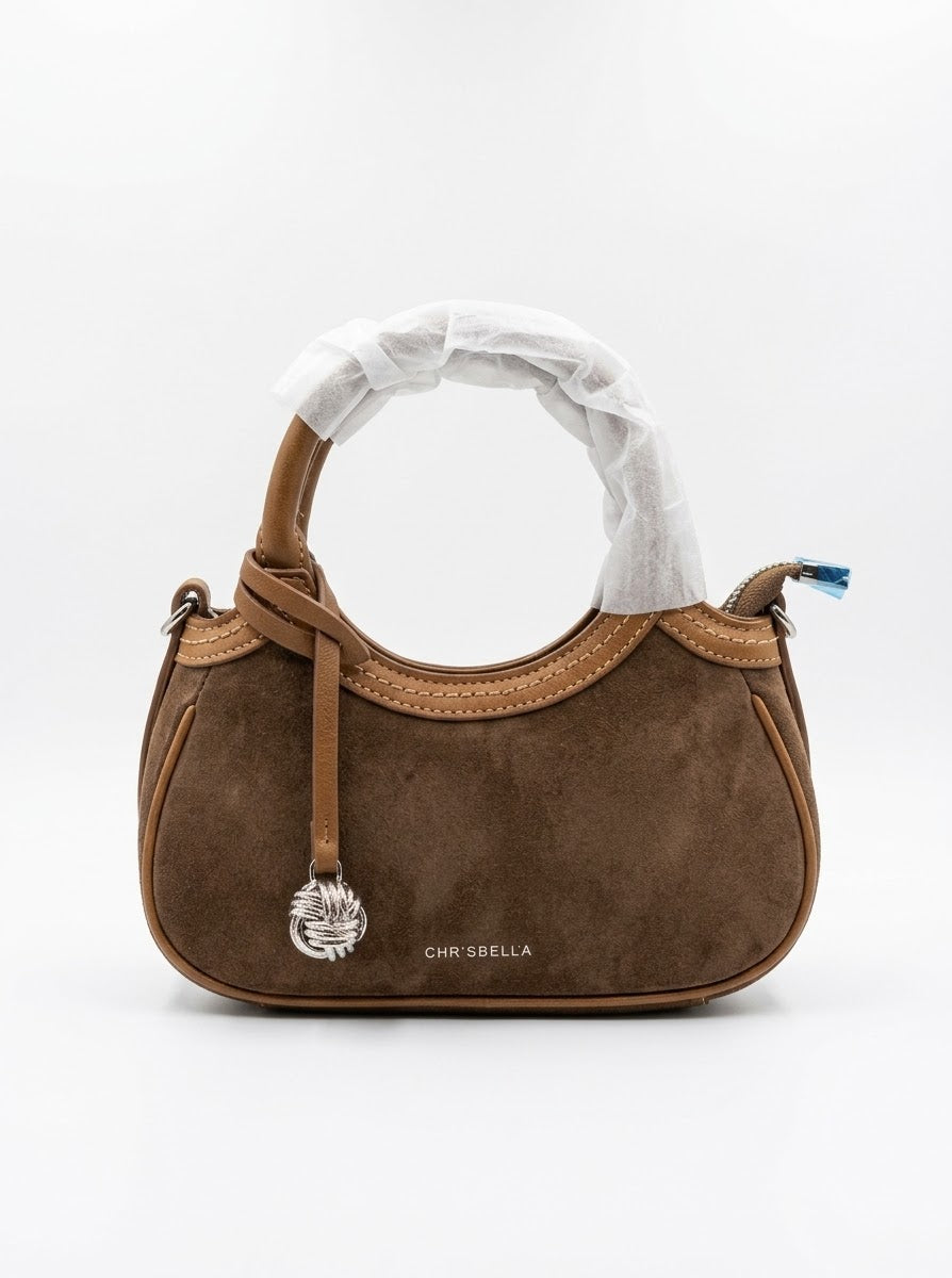 Chrisbella Suede Hobo Bag Brown