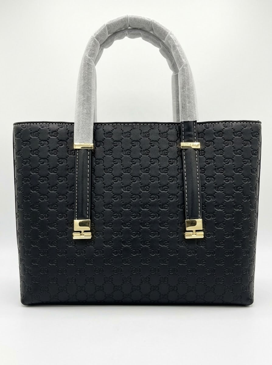 Navy Embossed Tote Bag