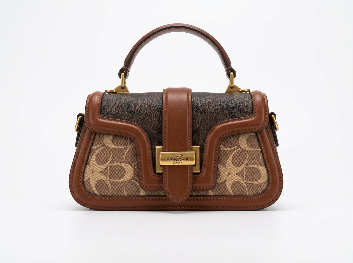 Signature Monogram Top-Handle Bag Brown