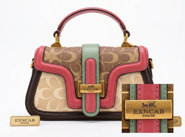 Signature Monogram Top-Handle Bag Pink Green