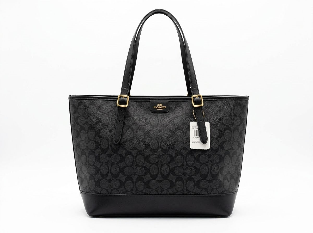 Signature Monogram Tote Bag Black Grey