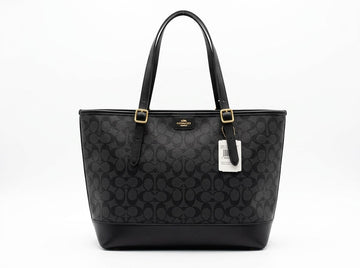 Signature Monogram Tote Bag Black Grey