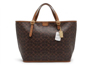 Signature Monogram Tote Bag Brown Tan