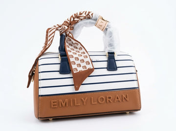 Emily Loran Striped Duffle Bag with Scarf